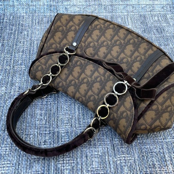 Christian Dior Paris Women Shoulder Bag Hand Bag CD Brown Monogram Made in Italy - Picture 2 of 12